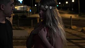 Stranded teen bound and roughfucked outdoors doggystyle
