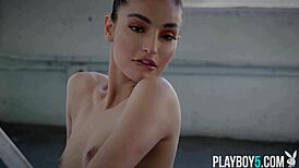 tiny latina ballerina emily willis strips nude revealing petite ass for playboy