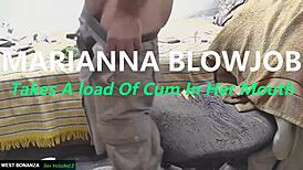Skinny Latina Marianna deepthroats and gulps massive facial cumshot