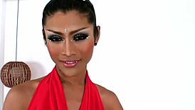 Whoa, ladyboy flaunts round boobs and monster cock!