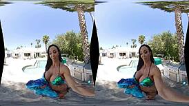 brunette milf jewels jade with big tits and tattoos handles no job too big outdoors in bikini pov hardcore blowjob