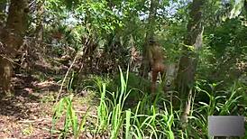 Florida swamp blonde fitness babe moans loud during public outdoor pounding