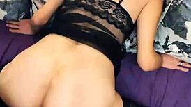 Amateur Wife in Stockings and Lingerie Teases Hubby for Intimate Homemade POV Session