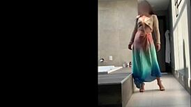 Sensual Curvy Brazilian Dancing Outdoors In Miniskirt And Nylon