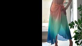 Sensual Curvy Brazilian Dancing Outdoors In Miniskirt And Nylon