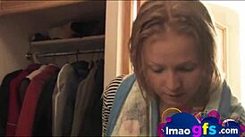 Watch young blonde teen finger her naked pussy tits closeup to orgasm.