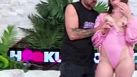 Shy brunette Maddie Wren gags chokes on relentless rough anal deepthroat facefuck cumshot