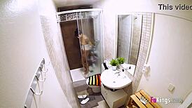 Amateur Brunette Moli Caught Riding Cock in Shower Before Debut