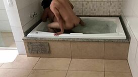 Relaxing in the bathtub I gave my ass to young guy
