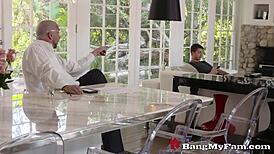 stepson pounds britney amber's big tits pussy doggystyle missionary during stepdad's home visit