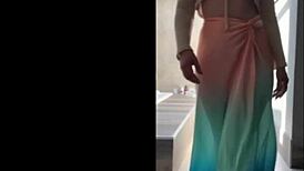 Sensual Curvy Brazilian Dancing Outdoors In Miniskirt And Nylon