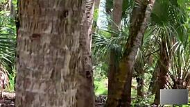 Florida swamp blonde fitness babe moans loud during public outdoor pounding