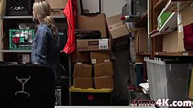 gorgeous blonde teen gets fucked hard doggystyle in storage room