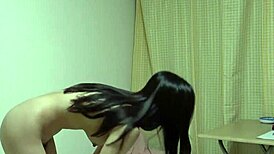 Japanese Natural Boobs Girl Strips Naked Fitness Workout Changes Mini Cheongsam