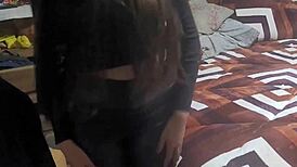 College Latina Friend Rides Cock After Party Escape