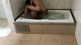 Relaxing in the bathtub I gave my ass to young guy