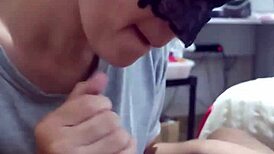i begged sailor wife for handjob blowjob till her cute face drips cum