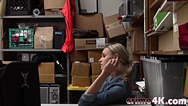 gorgeous blonde teen gets fucked hard doggystyle in storage room