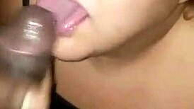 Submissive gypsy kneels slurping fat bbc balls then guzzles sloppy facial cumshot