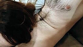 stepdad's birthday gift: my wet mouth on his cock for teasing handjob bliss