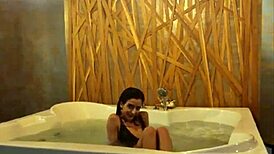 Petite Brunette Teases Small Tits and Narrow Ass in Steamy Jacuzzi