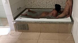 Relaxing in the bathtub I gave my ass to young guy