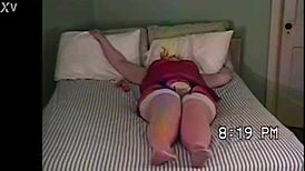 curvy young wife cums hard in white stockings over red pantyhose multiple times