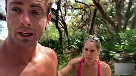 Florida swamp blonde fitness babe moans loud during public outdoor pounding