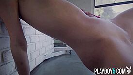 tiny latina ballerina emily willis strips nude revealing petite ass for playboy