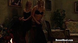 lesbian slave's big ass bent bound for hard fingering