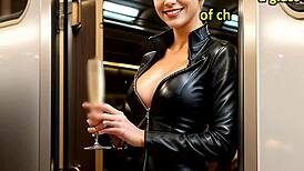 She's GOT A TICKET TO RIDE his cock OUTDOOR in leather skirt - part 3 ai dream