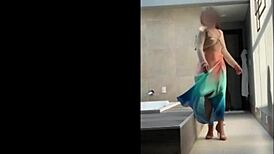 Sensual Curvy Brazilian Dancing Outdoors In Miniskirt And Nylon