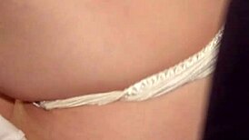 WIFE IN SATIN PANTIES GETS CREAMPIE. Hot load deep inside