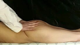 Sissy brunette with huge ass gets oily happy ending massage