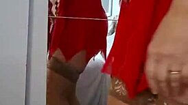 Mom Rubs Cream Over Lingerie Panties Solo