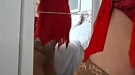 Mom Rubs Cream Over Lingerie Panties Solo