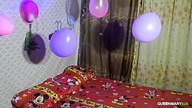 Cute Skinny Ebony Teen Fucks Man on Christmas Eve Homemade Creampie Cum