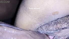 Beautiful ebony teen's huge natural tits bounce during intense fuck