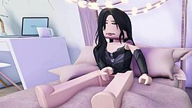 E-Girl Fingers Tight Pussy to Explosive Orgasm in Roblox Hentai Animation.