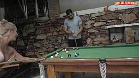 what if hot busty blonde rides big cock on pool table? 