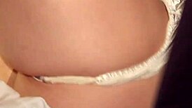 WIFE IN SATIN PANTIES GETS CREAMPIE. Hot load deep inside