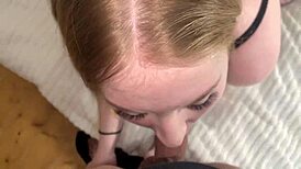 POV Big Ass Blonde GF with Tattoos Deepthroats My Thick Cock Swallowing Cum Every Morning