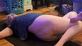 Hot mature milf stretches deep in early morning yoga session