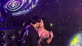 hot morena trans fucks at private party with muscular bodybuilder