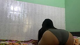 Thick ass japanese student trains her curvy wet asshole in homemade workout