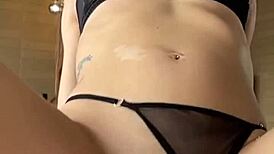 whoa petite latina lingerie model rides anal creampie backstage in vertical pov