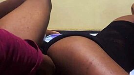 mystery ebony babe bent over doggy fully cum drenched
