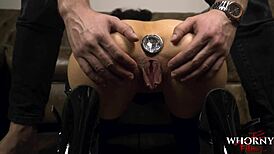 submissive teen bound in heels takes rough anal domination