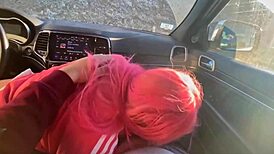 Asian Beauty Delivers Car Blowjob Facial