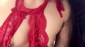 no fucking but cum blasts on small tits for lucky sub